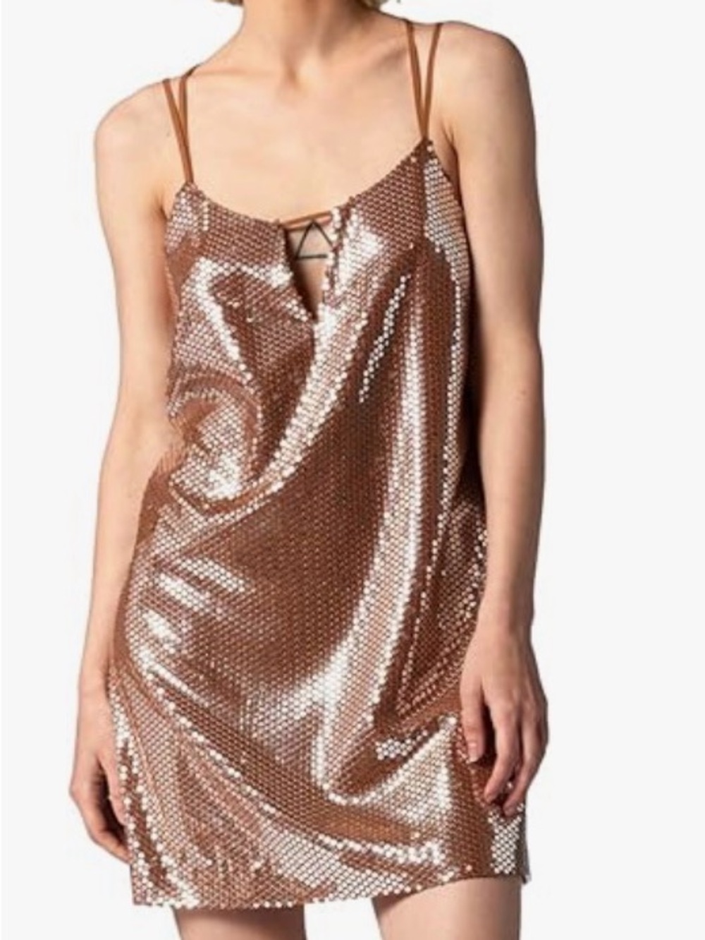 Equipment Femme Sequin Rory Mini Dress in Bronze XL
